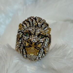 Gold and Silver Lion Head Ring